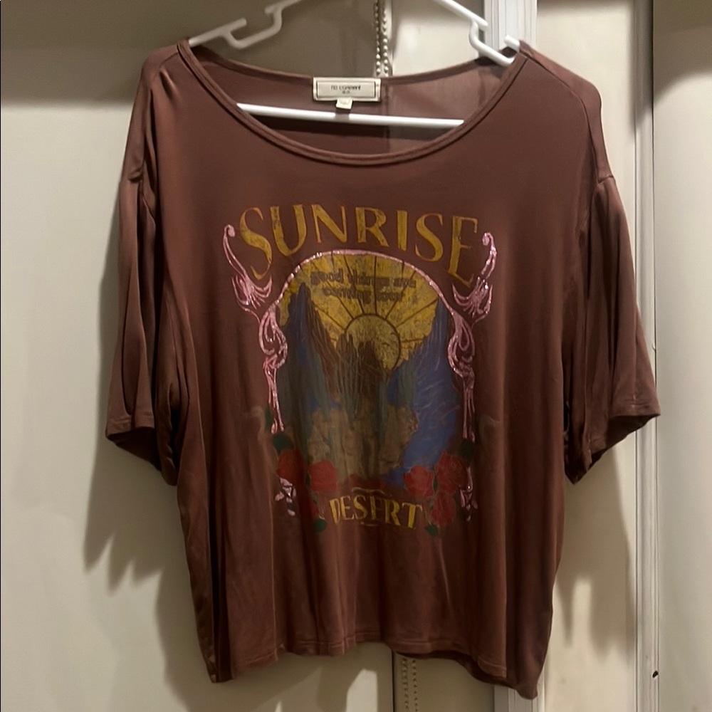 Sunrise Desert Graphic Brown Top